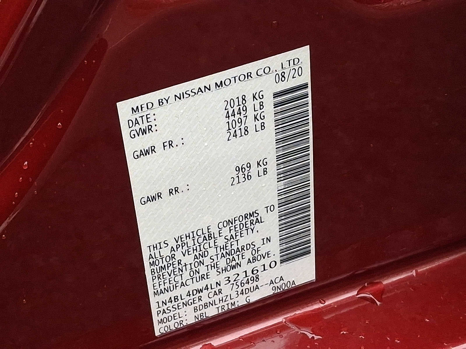 2020 Nissan Altima 2.5 SV