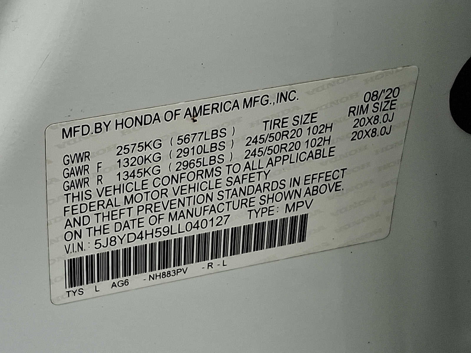 2020 Acura MDX Technology Package